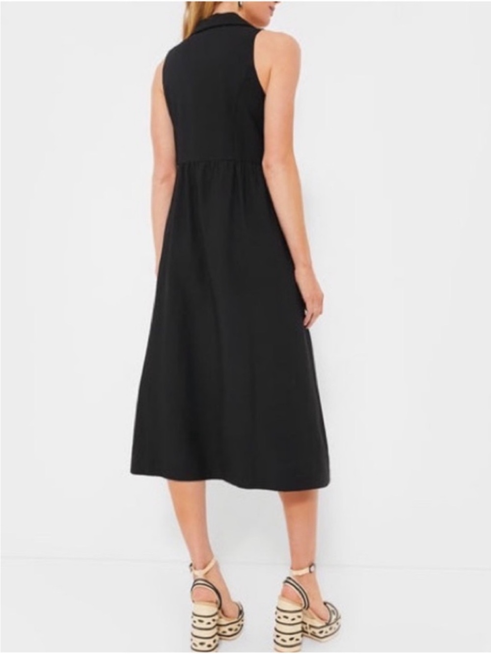 Pomander Place by Tuckernuck Black Jules Midi Dress Small Button Down Sleeveless - Picture 6 of 16